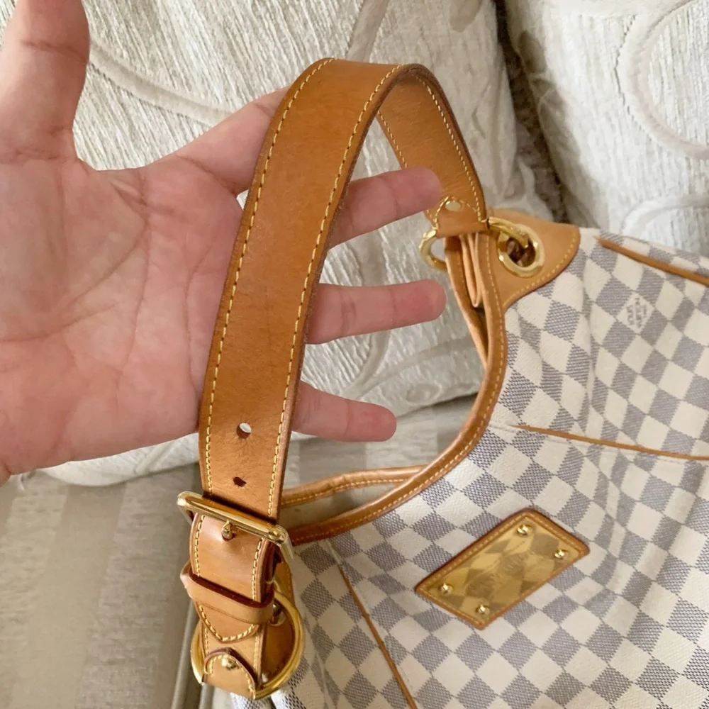 Louis Vuitton damier azur Checkered Shoulder Bag with Tan Accents - Picture 6 of 13
